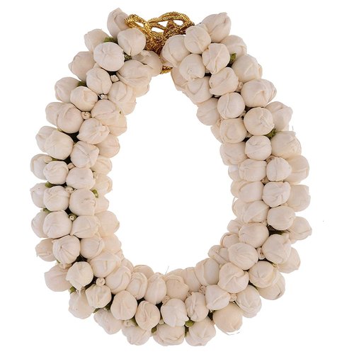 Hair Gajra in Artificial Jasmine Mogra Flower, Garland Juda Decoration Phool Gazra for Women, Indian Traditional Hair Flowers & Accessory, Artificial Flower for Womens (Free Size) with Beads 9 Inche