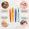 Tweezers Set - Precision Tweezers For Ingrown Hair removal, Professional Eyebrow Tweezers for women - Facial Hair and Splinter Blackhead Removal - Tweezers Set of 4. Multi Color