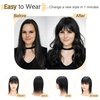 SEGO Hair Toppers for Women Real Human Hair With Bangs 7 * 13CM Silk Base 100% Remy Human Hair Clip in Top Wiglet Hair Pieces for Thinning Hair -6 Inch Jet Black