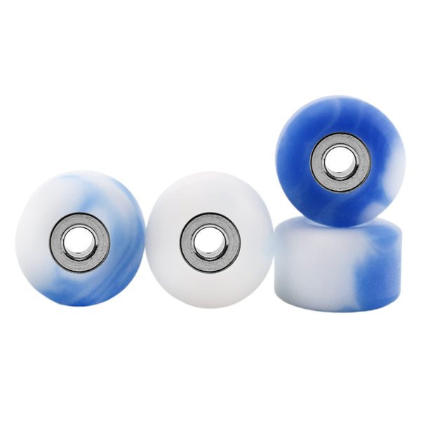 Teak Tuning Apex 61D Urethane Fingerboard Wheels - New Street Shape, 7.7mm Diameter - Ultra Spin Bearings - Made in The USA - Ocean Swirl Colorway