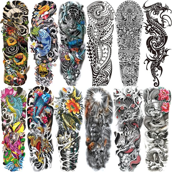 Aresvns Temporary Sleeve Tattoo for Men and Women (L19“xW7”),Waterproof Realistic Fake Tattoos Long lasting，Halloween Full Arm Temporary Tattoos,