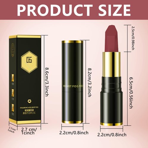 Jeffbaubl 2 Pcs Matte Lipstick,Velvet Matte Lip Sticks,Red Velvet Lipstick,Smudge Proof Long Lasting Lipstick,Waterproof Non-Stick Cup Lip Stain for Women Girls(Dark Red+Bean Paste Red)