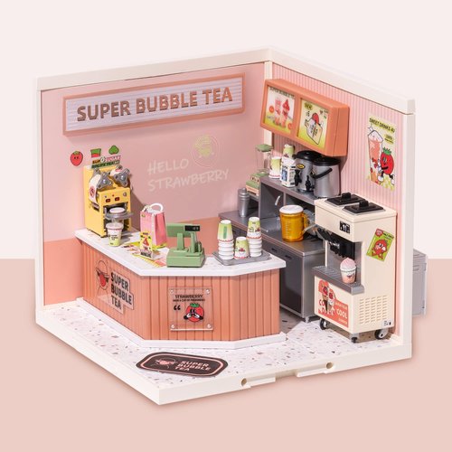 Wowood Super Creator-Mini Blocks Model Building Set for Adults, Miniature Plastic House Kit Super Store-Building Blocks Toys for Teens 8-12, DIY Crafts/Hobbies for Teens&Adult (Double Joy Bubble Tea)