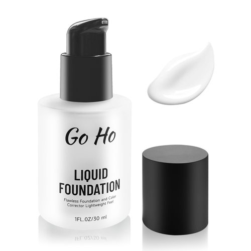 Go Ho White Liquid Foundation,Full Coverage White Foundation, Color Corrector White Demi Matte Finish for Daily,Cosplay, Halloween Makeup