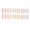 MISUD Press on Nails Long Stiletto Fake Nails Glossy Glue on Nails Colorful French Tip Acrylic Nails Almond Artificial Nails Rainbow Fire Stick on False Nails with Design 24 pcs
