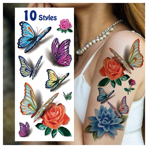 Cerlaza 78 Styles Temporary Tattoos for Women Adults, Butterfly Tattoo Stickers Realistic Tatuajes Temporales Woman, Waterproof Long Lasting Flower Fake Tattoos Sexy Semi Permanent Tatoo