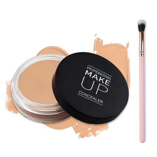Cream Concealer Makeup Palette Matte Full Coverage Concealer with Brush Color Corrector Correcting Under Eye Concealer Palette for Dark Circles - 02 Light Cream
