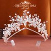 Latious Leaf Bride Wedding Tiaras Silver Rhinestone Princess Headwear Pearl Bridal Headpiece for Women (Silver)