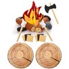 Civaner 20 Pcs Pretend Camping Play Set, 2 Pcs Decorative Round Throw Pillow, Camping Safe Fake Campfire Plush Wood Shaped Floor Cushion for Adults Dramatic Play Camping Home Outdoor Decorations