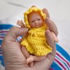 4.5" Silicone Baby Girl,Mini Reborn Baby Dolls, Tiny Silicone Baby Dolls, Mini Realistic Newborn Baby Dolls Silicone Full Body Stress Relief with Feeding Accessories（Yellow）