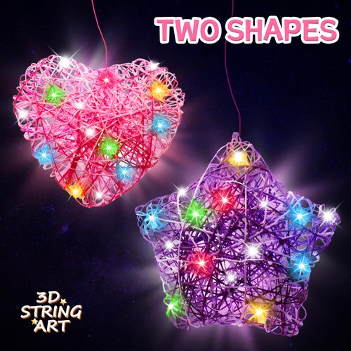 ROHSCE Light Up 3D String Art Kit for Kids, DIY String Art Heart Lantern Kit, Multi-Colored LED Bulbs Arts and Crafts for Girls Ages 8-12, Christmas Brithday Gift for 8, 9, 10, 11, 12 Year Old Girl