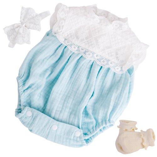Aori Reborn Baby Dolls Clothes 20 inch Blue Outfit Lace Headband for 17-20 Inch Reborn Doll Newborn Girl