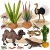 QuarenDen Desert Animals Set, Resin Insects Animals Figures, Model Trees Kit with Cactuses Figurines for Desktop Decoration, Kids School Projects Party Favors Birthday Presents