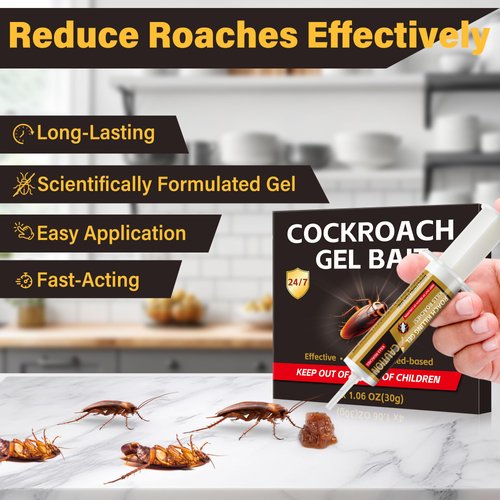 Cockroach Gel Bait- 6 Tubes x 30gms, Easy-to-Use Insect Repellent for Indoor and Outdoor Use, Powerful Roach Repellent Bait Trap Infestation Solution