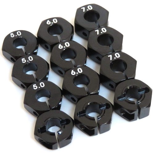hobbysoul RC Aluminum Wheel Hub Clamp Type 5mm 6mm 7mm Black Color Fit 1/10 RC Car Hex 12mm Wheels Rim