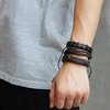 Jstyle 12Pcs Braided Leather Bracelet for Men Women Cuff Wrap Bracelet Wristbands Adjustable B