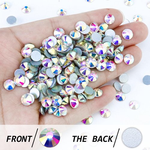 Briskbloom Flatback Crystal Rhinestones Round Gems for Nail Art and Craft Clothes Glue Fix, Crystal AB (4.6-4.8mm) SS20/1440PCS