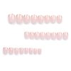 Gold French Tip Press on Nails Short Square Fake Nails Glossy Nude Acrylic Glue on Nails Reusable Full Cover Stick on Nails for Women DIY Manicure Decoration