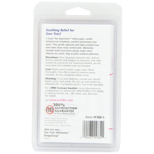 Pedifix 3-layer Toe Separators, 6-Count (Pack of 2), Small