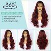 Ebingoo + Wig Cap 26 Inch Burgundy Lace Front Wigs with Dark Roots Wine Red Lace Front Wig With Baby Hair Ombre Red Lace Front Wigs Long Body Wavy Synthetic Hair for Women Daily Wear Party