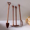 4 Pcs/Set Miniature Dollhouse Garden Tools 1:12 Mini Rusty Shovel Hoe and Pitchfork Fairy Garden Accessories Furniture Ornaments Micro Landscape Decor Garden Sculptures Statues(ZS358)