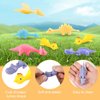 XIHIRCD 24pcs Finger Shooting Toys, Soft Rubber Finger Chicken Funny Mini Flying Dinosaur Toys Cute Animal Finger Toys for Boys Girls Gift Party Favors (Yellow Chick + Colorful Dinosaur)