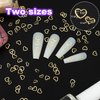 PAGOW 2000pcs Heart Nail Art Decals, Metal Love Charm Nail Art Stickers Studs DIY Nail Decoration Manicure Accessories for Women Girls(5/6mm) -Gold