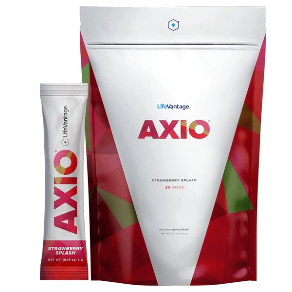 AXIO Regular Energy Drink Powder, Strawberry Splash, 30 Packets, Instant Energy Powder, Energy Supplement in a Drink Mix, w/B Vitamins, DMAE, L-Theanine, Quercetin, Green Tea & Pine Bark Extract