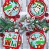 Christmas Party Supplies - Christmas Santa-Themed Disposable Paper Plates, Napkins and Cups Set with Waterproof Plastic Tablecloth - Perfect Merry Christmas Party Decorations，Serve 25