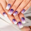 Rilafuvu Square Press on Nails Short Fake Nails Purple Gradient Glue on Nails Glitter Acrylic Nails Glossy False Nails Press on Nails for Women and Girls 24Pcs