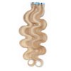 Hairro Remy Tape in Hair Extensions 16 Inch 20pcs 50g Wavy Human Hair Highlight Body Wave Hair Seamless Skin Weft Glue in Human Hairpieces 2 Tones Balayage #18/613 Ash Blonde Mix Bleach Blonde