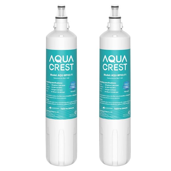 AQUACREST F-1000, 4204490 Water Filter, Replacement for F-1000, Sub-Zero 4204490, 4290510,F-3000 and AquaPure AP Easy C-Complete, Subzero 4204490, F-1000S & F-2000S & F-3000S, NSF/ANSI 42,Pack of 2