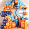 Blue and Orange Balloons Arch Kit, 108 Pcs Orange and Navy Blue Balloon Garland Kit with Metallic Gold Orange Dot Latex Balloons for Kids Boys Cartoon Theme Party Baby Shower Boys Birthday Decorations