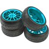 HIRCQOO OD 2.55" Rubber Tires & Metal Wheel Rims 12mm Hex Hub Compatible with HSP Tamiya HPI Kyosho 1/10 On-Road Touring Car WLtoys 1/14 144001 Traxxas 1/16 Slash 1/18 A959B RC Buggy (Blue)