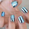 iMABC Shiny Glossy Shiny Dark Blue Press On Nails Oval Medium Lenght Nails Salon Manicure Gel Shimmery Nail Art Tips Fake Nals Reusable Acrylic False Nails Stick On Nails for Women Girls
