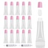 AMORIX 50PCS Lip Gloss Tubes Empty 10ml Pink Cap Lip Gloss Containers Lip Balm Tubes Cute Squeeze Tubes Lipgloss Making Supplies + 2 x 20ml Syringes Tag Labels for Lip Gloss Base