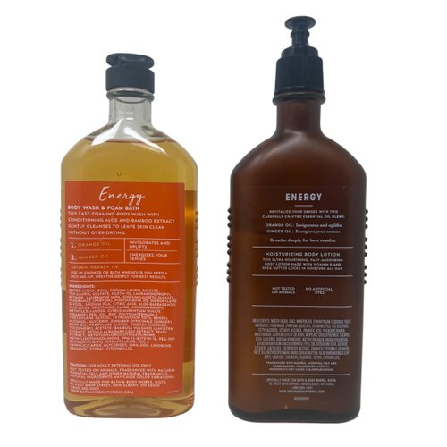 Bath & Body Works Aromatherapy Body Wash & Lotion Set - Energy Orange + Ginger