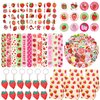 YYMYMGJ Strawberry Party Favors 110PCS Strawberry Theme Slap Bracelets Stickers Key Chains Badge Gift Bags Temporary Tattoos for Kids Baby Shower Berry First Birthday Party Supplies Decorations