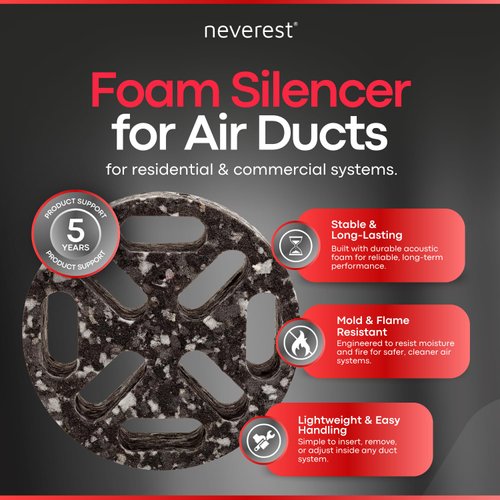 neverest® ESD 5 in (125 mm) Duct Silencer – Inline Ventilation Noise Dampener
