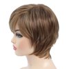 JOLNVCA Pixie Cut Layered Short Brown Wigs with Bangs Straight Synthetic Hair Wigs for White Women (Blonde Mixed Brown)