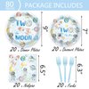 80 Pcs Space 2nd Birthday Party Supplies, Two the Moon Plates Napkins Forks Tableware Kit for Outer Space Man Galaxy Astronaut Theme Boys 2nd Birthday Party Supplies Decorations-20 guests