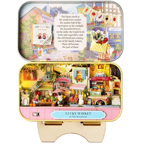 Spilay Dollhouse Miniature with Furniture,DIY Dollhouse Kit Mini Iron Box Theater,1:24 Scale Creative Crafts Room Best Birthday Gift for Lover Adults and Teenagers Q8