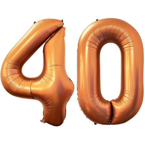 Orange 40 Number Balloons, 40 Inch Giant Number Balloons Foil Mylar Helium Orange Number 40 Balloons for 40th Birthday Party Supplies Anniversary Event Celebration Decorations