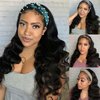 Headband Wig Human Hair Wigs Body Wave Headband Wig Glueless Human Hair Wig for black women human hair glueless, None Lace Front Wigs 180% Density Wear and Go Wig Machine Made Headband Wigs(20in)