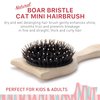 Natural Boar Bristle Hair Brush Cat shape, mini size, portable, easy carry for Women, Men, Kids; Dry and Wet Detangling Hair Brush Gently Enhances Shine, for Fine and Straight, Thick and Curly Hair