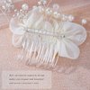 Foyte Crystal Flower Hair Comb Wedding Headpiece Silver Rhinestone Hair Piece Bride Pearl Hair Accessories for Women