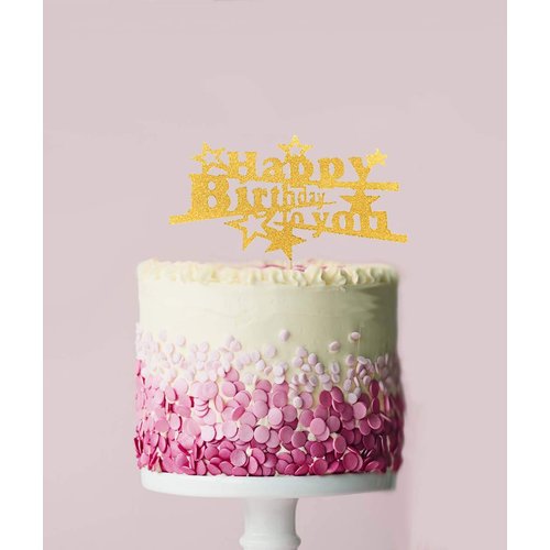 Flairs New York Happy Birthday Decorations Cake Toppers Party Props (Gold Happy Birthday to You)