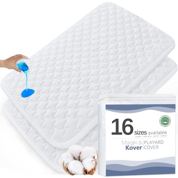 Mini Crib Mattress Protector Cover 38" x 24", 2 Pack Waterproof Mini Crib Mattress Pad Sheets for Babyletto, Dream On Me, Delta Mini Crib, Quilted Cotton Terry Surface Mini Crib Mattress Covers