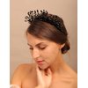 YERTTER Vintage Wedding Pearl Beads Crystal Tiara Hair Crown Handmade Bride Hair Band Bridal Greek Goddess Pearl Head Pieces for Wedding Prom Birthday Party (Black)