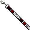 Dog Leash I Heart Zombies Black White Red Splatter 4 Feet Long 0.5 Inch Wide